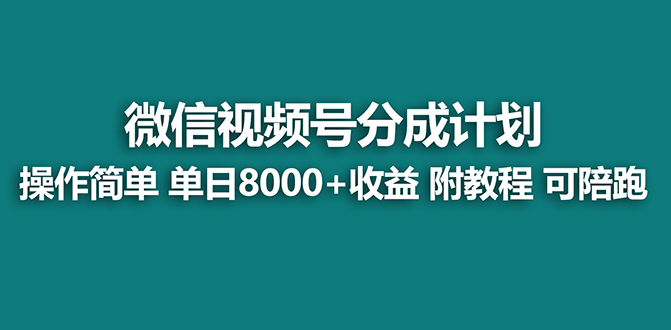 【蓝海项目】视频号分成计划最新玩法，单天收益8000+，附玩法教程-源码网